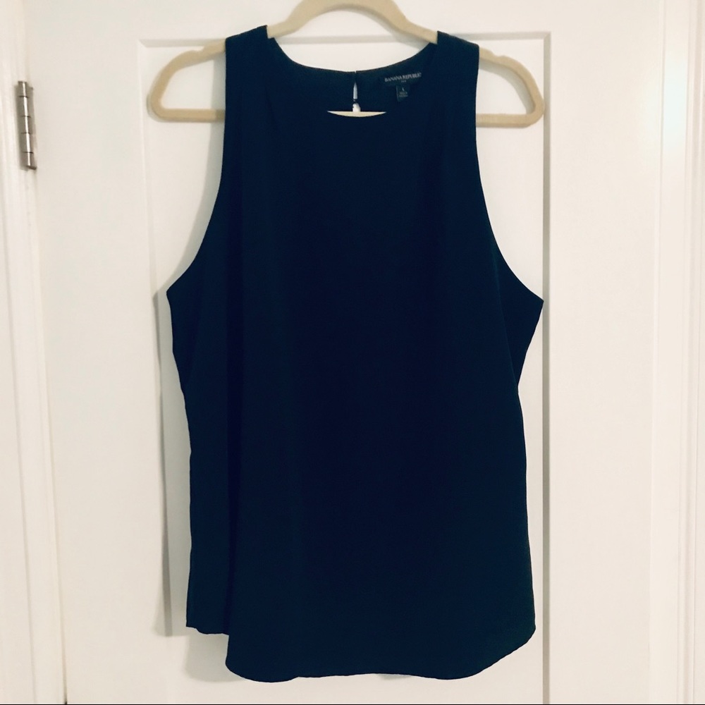 BANANA REPUBLIC BLACK SLEEVELESS BLOUSE SIZE LARGE